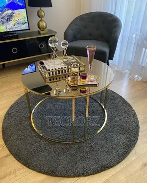 Gold Filled Stainless Steel Center Table With Glass Top