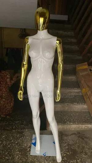 Size 8 White/Gold Female Faceless Mannequin