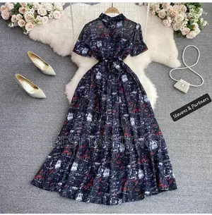 Luxury Pattern Print Midi Formal Dress