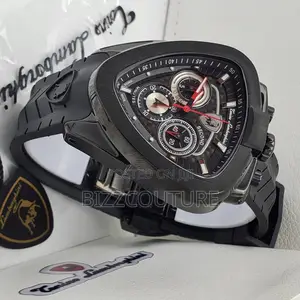 Original Lamborghini Chronograph Black Rubber Strap Watch
