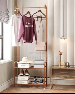 Strong Aluminium 2 Layers Corner Side Cloth Hanger/Shoe Rack