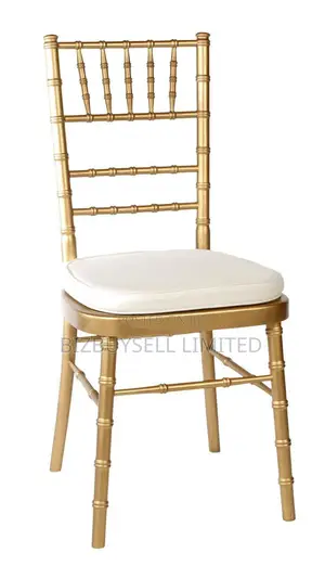 Banquet Chair With Padded Leather, Golden Color.