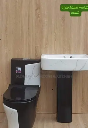 Black and White Pattern Water Closet
