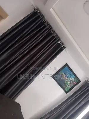 Dark Grey Color Curtains With White Inner