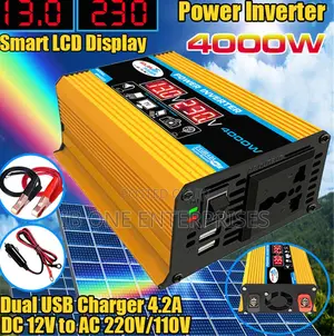 Travel-Ready Inverter: 4000W Peak, Portable (12V DC to 220V)