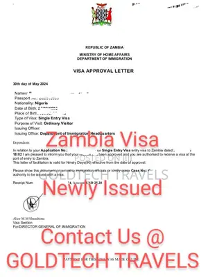 Zambia Tourist/Visit Visa Package Available