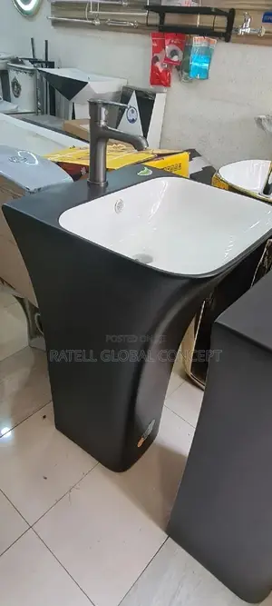 Black and White Free Standing Wash Hand Basin