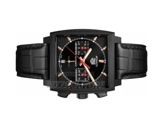 Original Tag Heuer Monaco Chronograph Black Leather Watch