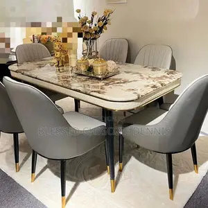 Imported Marble Dinning With Six Chairs