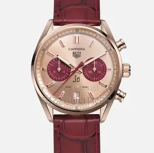 Original Tag Heuer Carrera Chronograph Wine Leather Watch