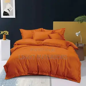 Silk Plain Orange Duvet Set