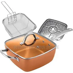 Ceramic Copper Deep Square Non Stick Cookingpan 4 Pieceset