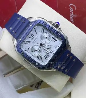 Original Cartier Automatic Blue Rubber Strap Watch in Store