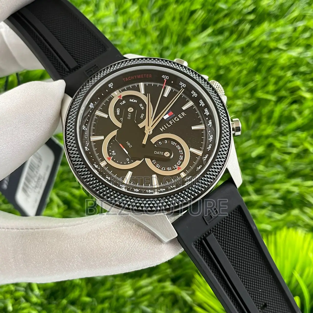 Original Hilfiger Chronograph Black Rubber Strap Watch