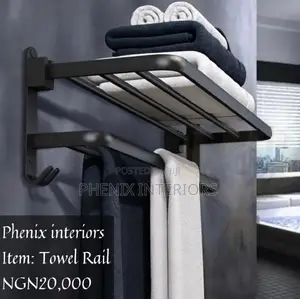 Black Multiple Towel Rail Holder for Bathroom.