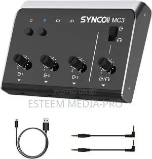 SYNCO Audio Mixer, 4-Channel Portable Stereo Line Mixer For