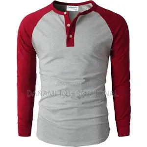 Danami Henley Long Sleeve T Shirt- Ash and Wine