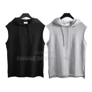Danami Pack of 2 Plain Sleeveless Hooded T Shirt- Black Gr