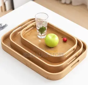 Curved Wooden Tray Set of 3