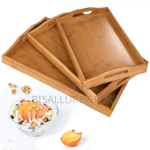 Rectangle Wooden Bamboo Tray Set