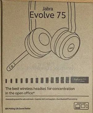 Jabra Evolve 75 UC Stereo Wireless Headset With Stand BRAND