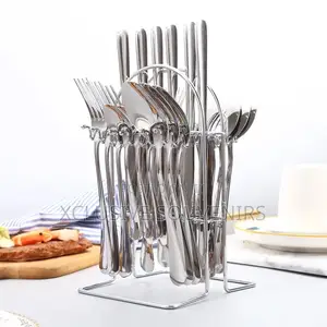 25pcs Silver Flatware Cutlery Set