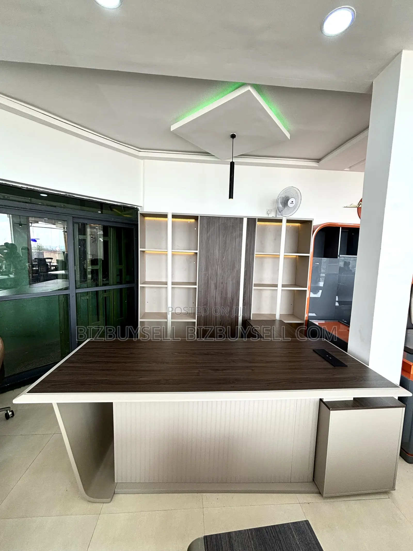 Executive Table With Bookshelf