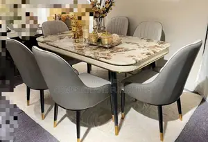 Contemporary Marble Top Dining Table With 6seater
