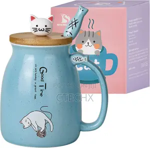 Mug With Wooden Lid and Spoon for Office and Home Use