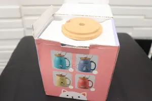 Mug With Wooden Lid and Spoon for Office and Home Use