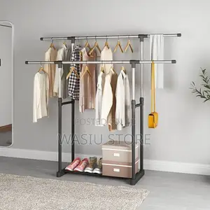 Double Pole Clothes Hanger and Organizer Rack