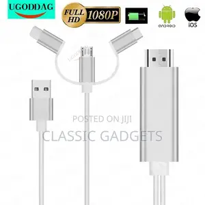 Lightning to Hdmi-Compatible Adapter Cable Plug Play 1080P