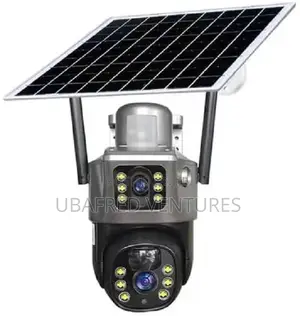 Solar Powered Alarm PTZ Security Camera Dual Lens