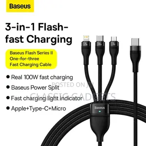 Baseus 3 in 1 Type C Cable PD 100W Fast Charging Date Cable