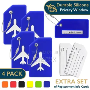 Silicone Luggage Tags (4-Pack) With Steel Loops