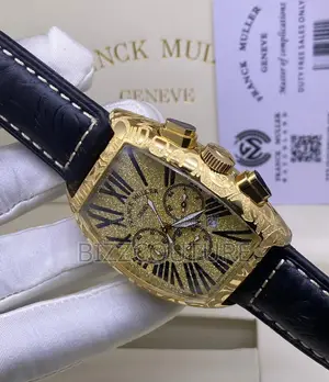 Original FRANCK Muller Chronograph Gold Ice Dail Black Watch