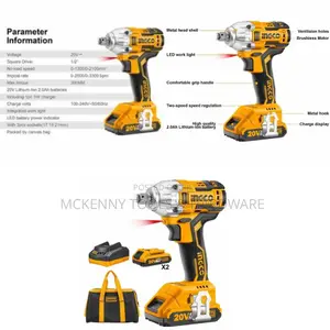 INGCO 20V Lithium-Ion Impact Wrench, Drive Size: 1/2 Inch