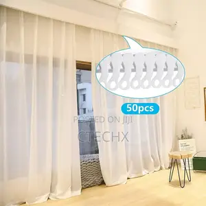 50 PCS Plastic White Curtain Track Glider Hooks