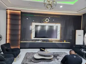 Dark Grey Tv Cladding With Decorative Box.