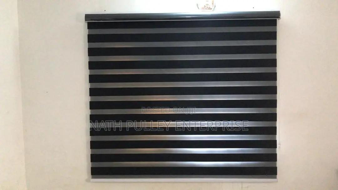 Newly Installed Plain Black Blinds