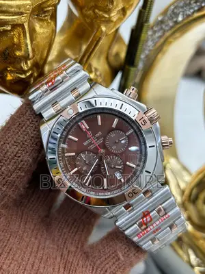 Original BREITLING Chronograph Brown Dail Silver Chain Watch