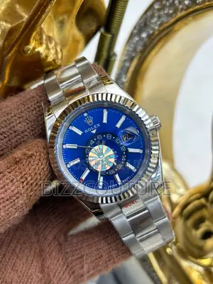 Original Rolex Chronograph Blue Dail Silver Chain Watch