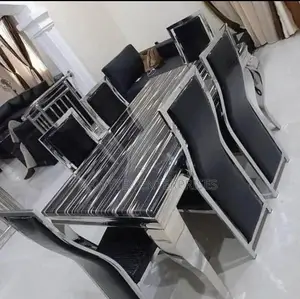 High Quality Marble Top With Leather Chairs