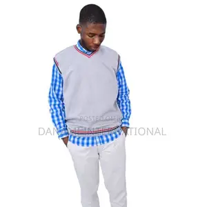Danami Sleeveless v Neck Sweatshirt Vest- Light Grey