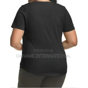 Danami Plus Size Women’S Plain v Neck T Shirt- Black