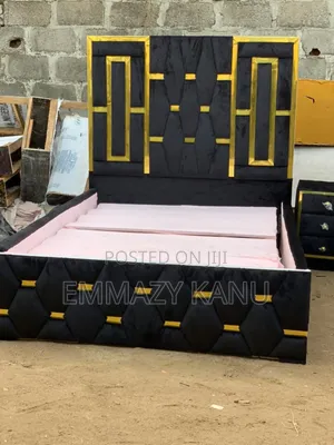 4 and Half By6 Padded Bedframe With One Side Drawer