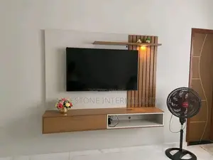 Simple Tv Panel With Suspended Console and Shelf