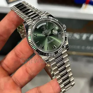 The Daydate Rolex Watch for Men's Green Dial Stainless Steel