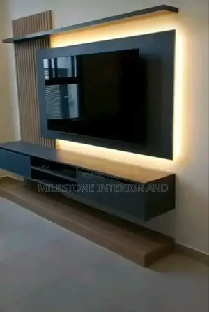 High Quality Tv Panel and Suspended Console With Wall Units