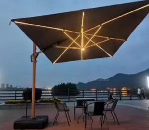 Garden Umbrella With Solar Lights, 10ft by 10ft.